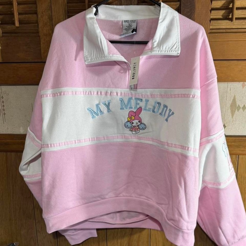 Pink and white My‎ Melody quarter zip sweatshirt Size XL NWT